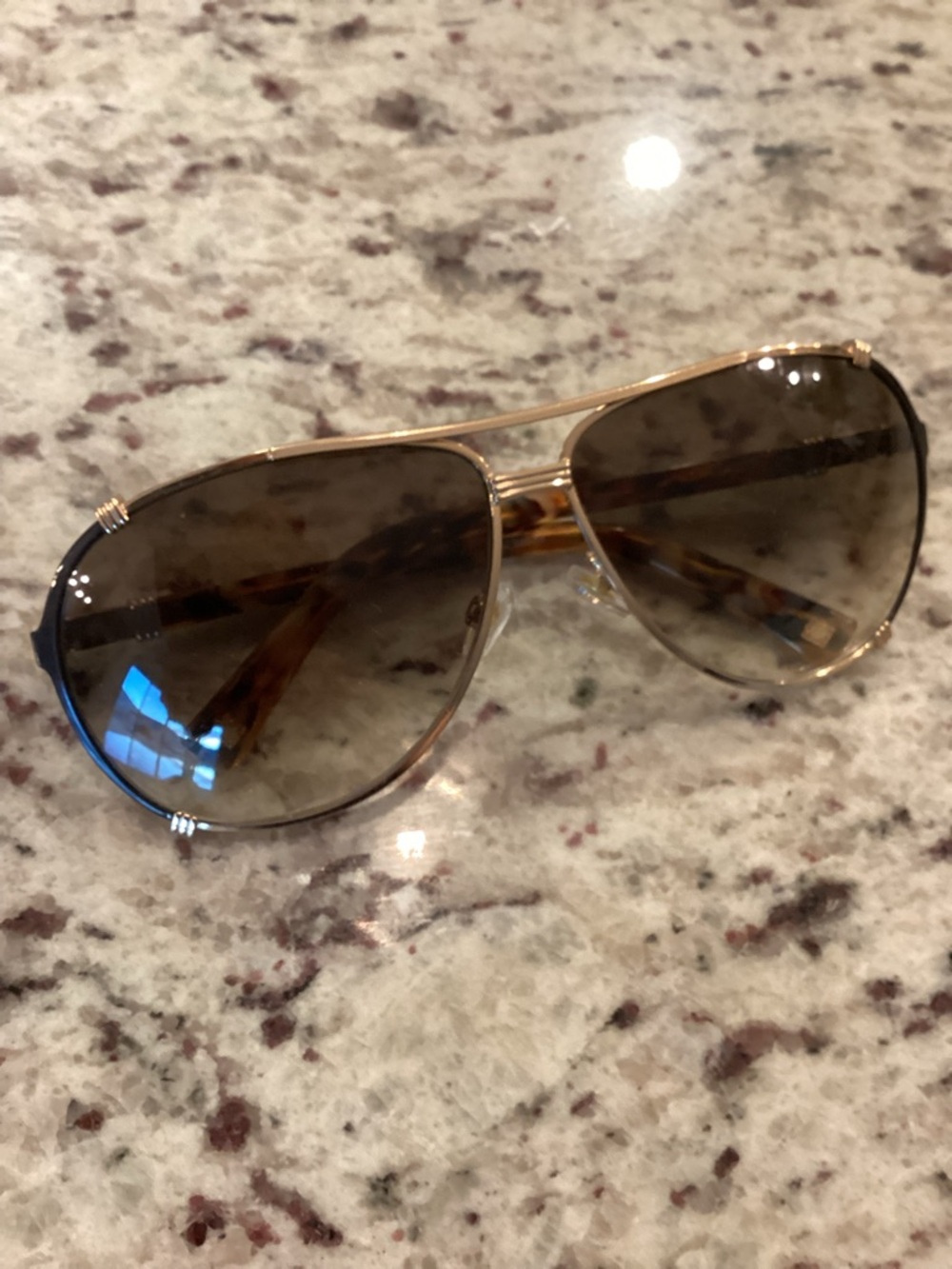 Dior Gold Metal Aviator Sunglasses with Brown Gradient Lenses